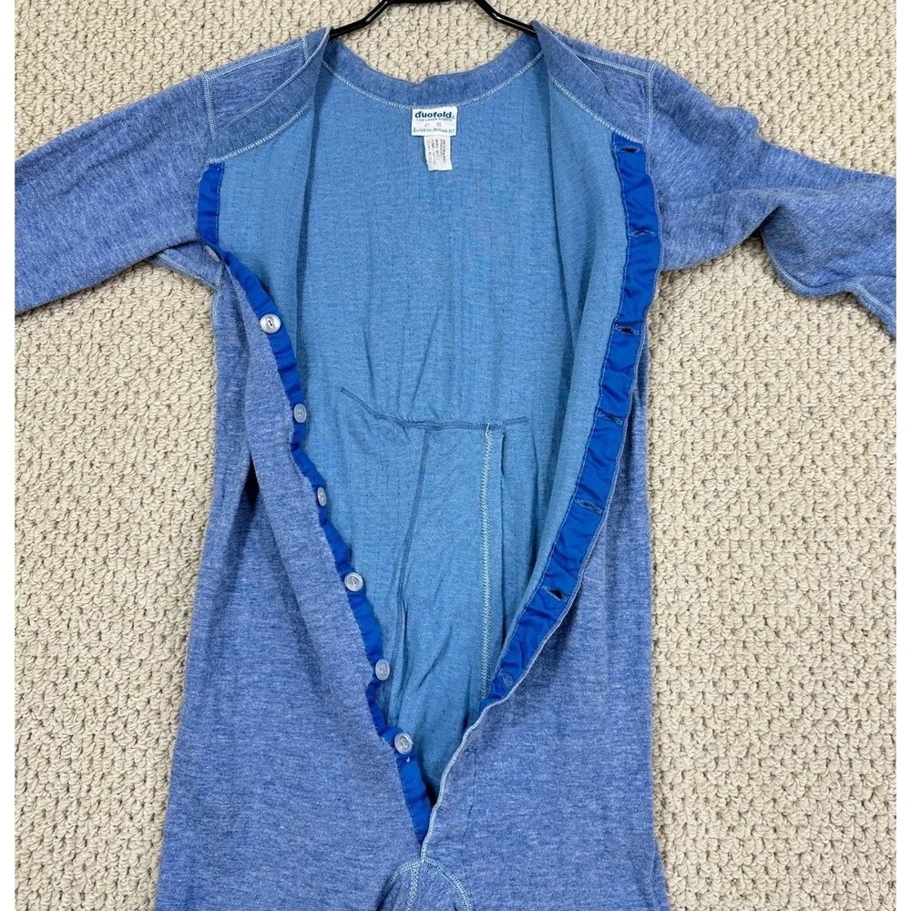 Vtg Duofold Long Johns Mens XS Blue Two Layer Thermal Underwear Union Suit USA